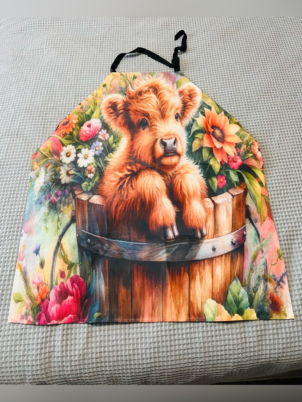 Highland Cow Calf Floral Apron